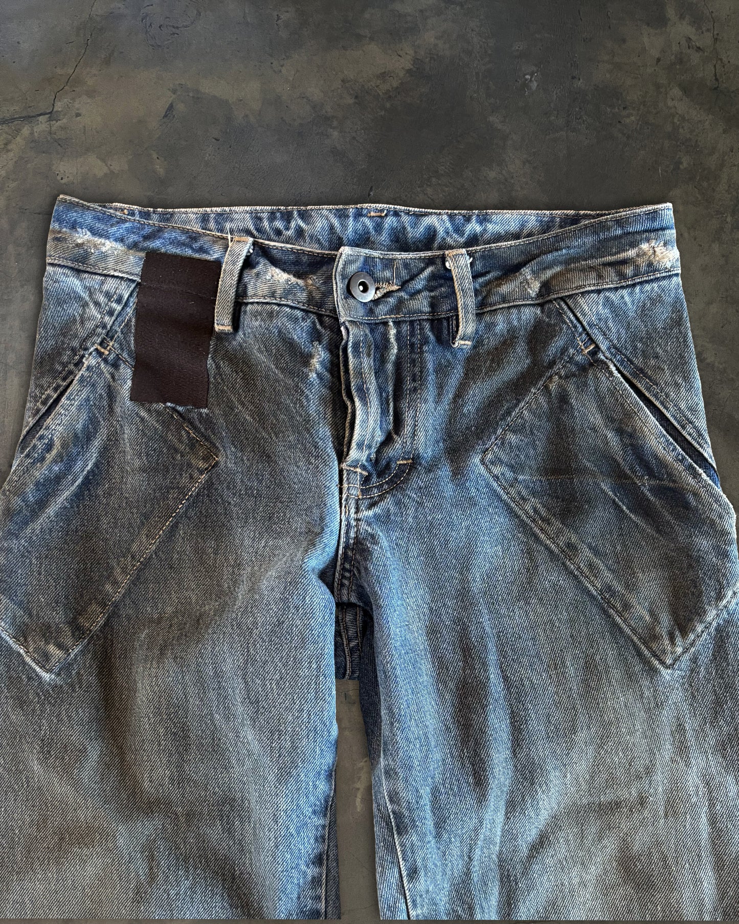 RICK OWENS SLAB WIDE LEG SPIRAL SEAM JEANS