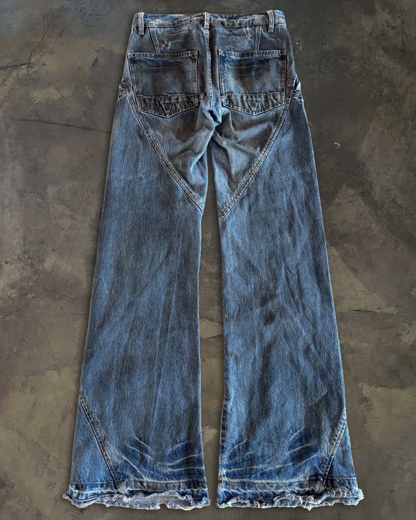 RICK OWENS SLAB WIDE LEG SPIRAL SEAM JEANS