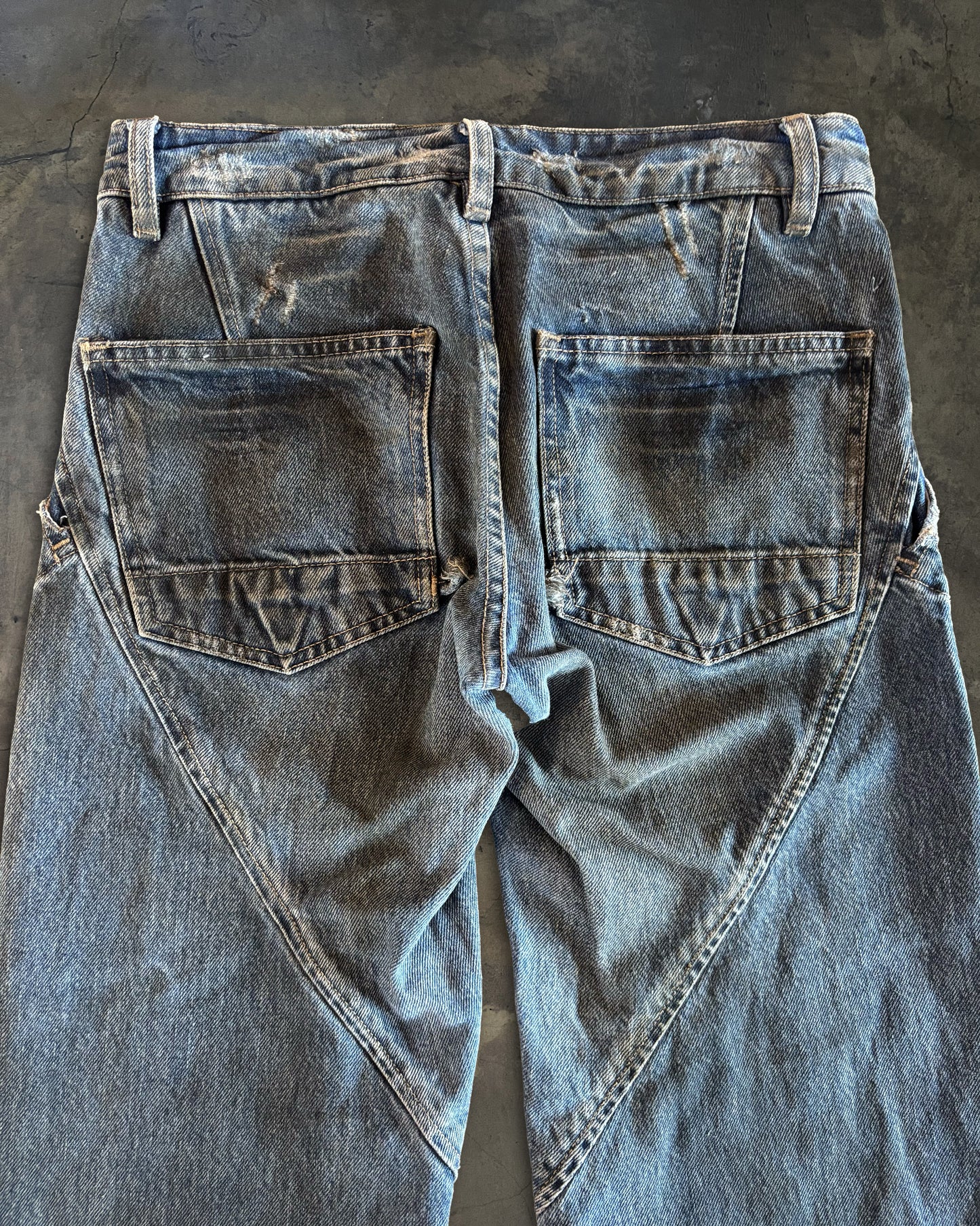 RICK OWENS SLAB WIDE LEG SPIRAL SEAM JEANS