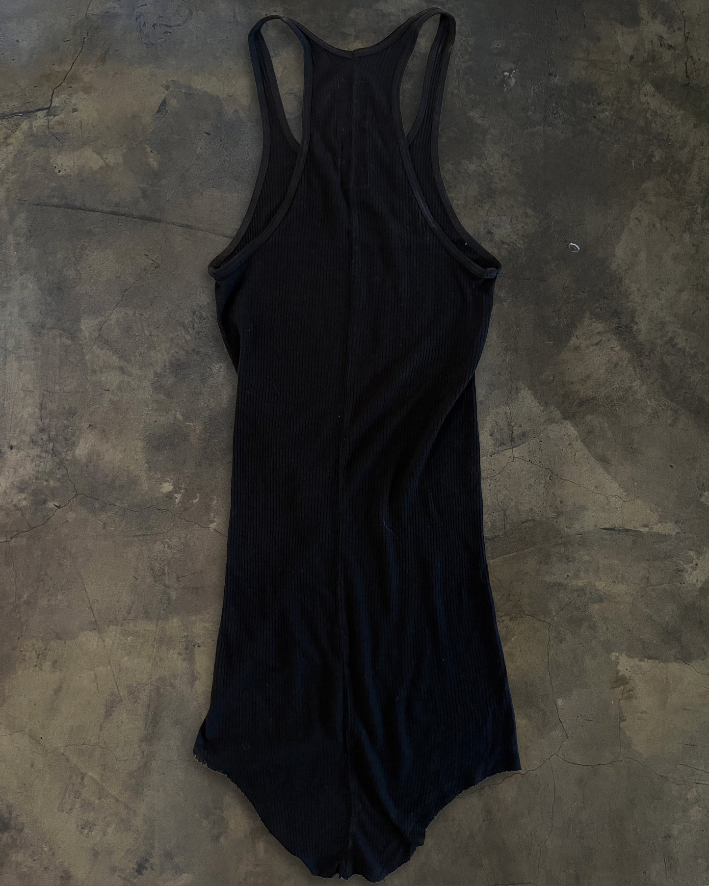 RICK OWENS SS2008 "STRUTTER" BLACK RIBBED TANK