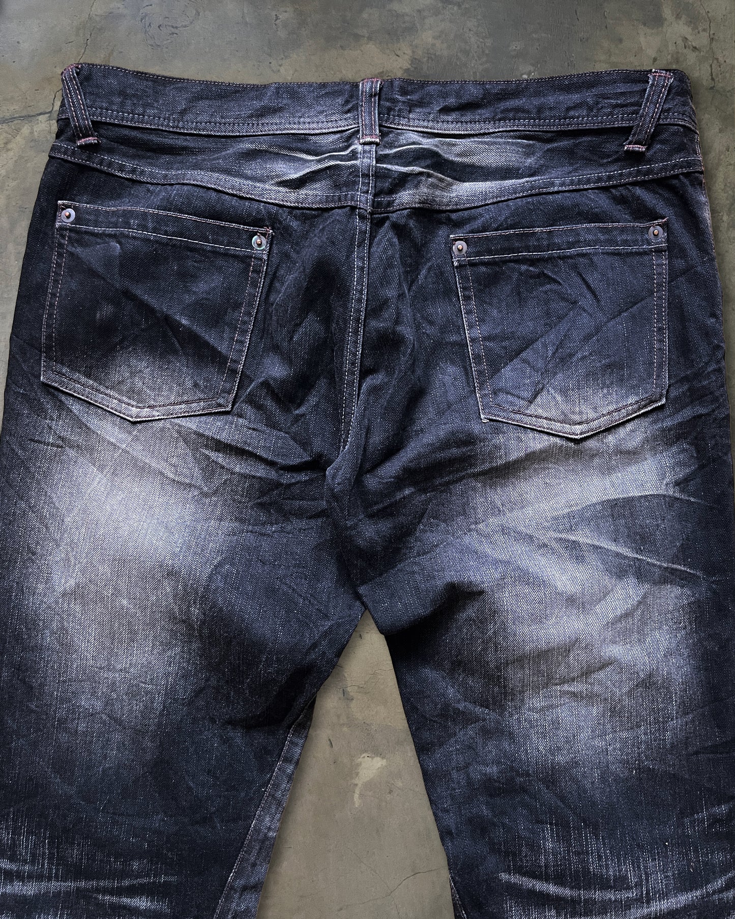 SCHLUSSEL WIDE CUT DISTRESSED DENIM