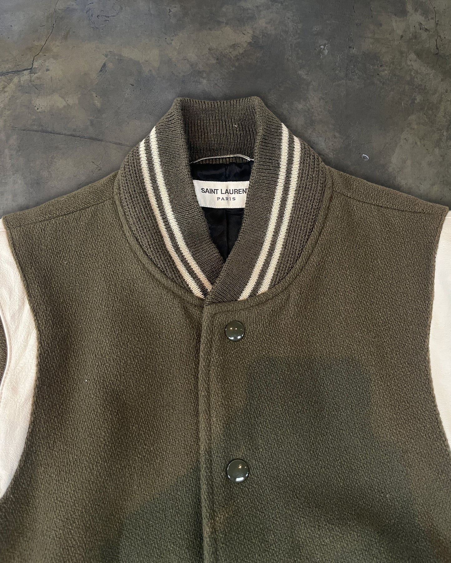 SAINT LAURENT PARIS AW2017 OLIVE GREEN TEDDY JACKET