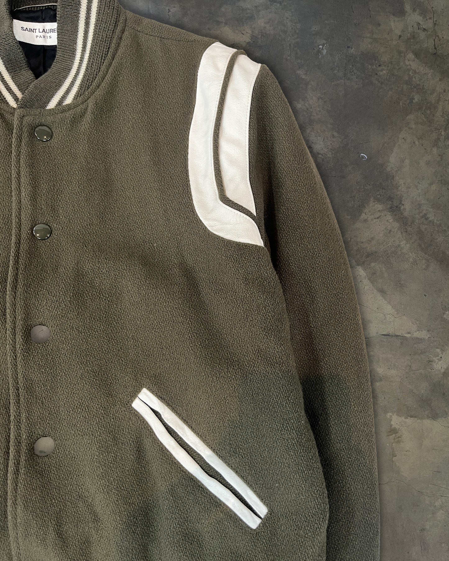 SAINT LAURENT PARIS AW2017 OLIVE GREEN TEDDY JACKET