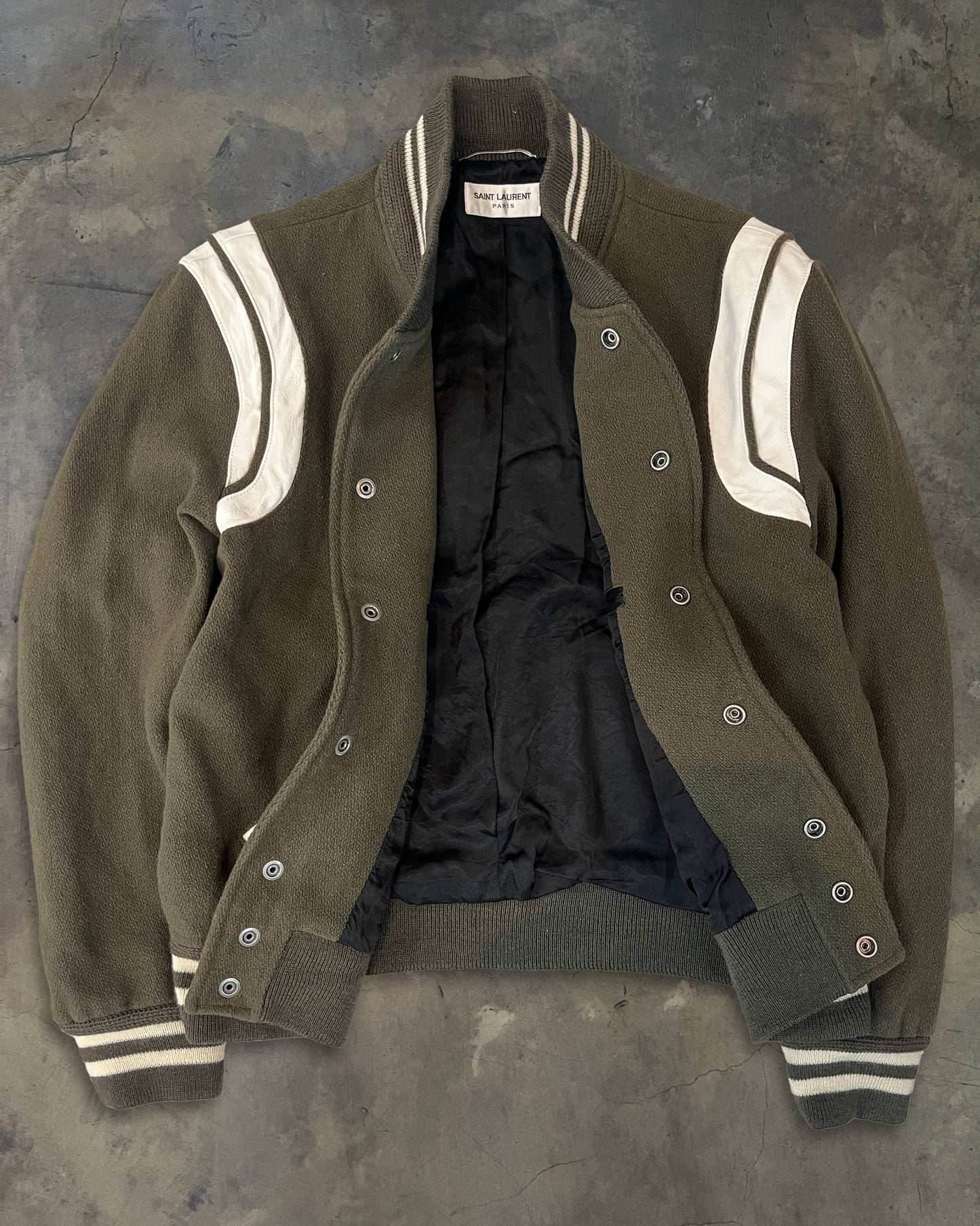 SAINT LAURENT PARIS AW2017 OLIVE GREEN TEDDY JACKET
