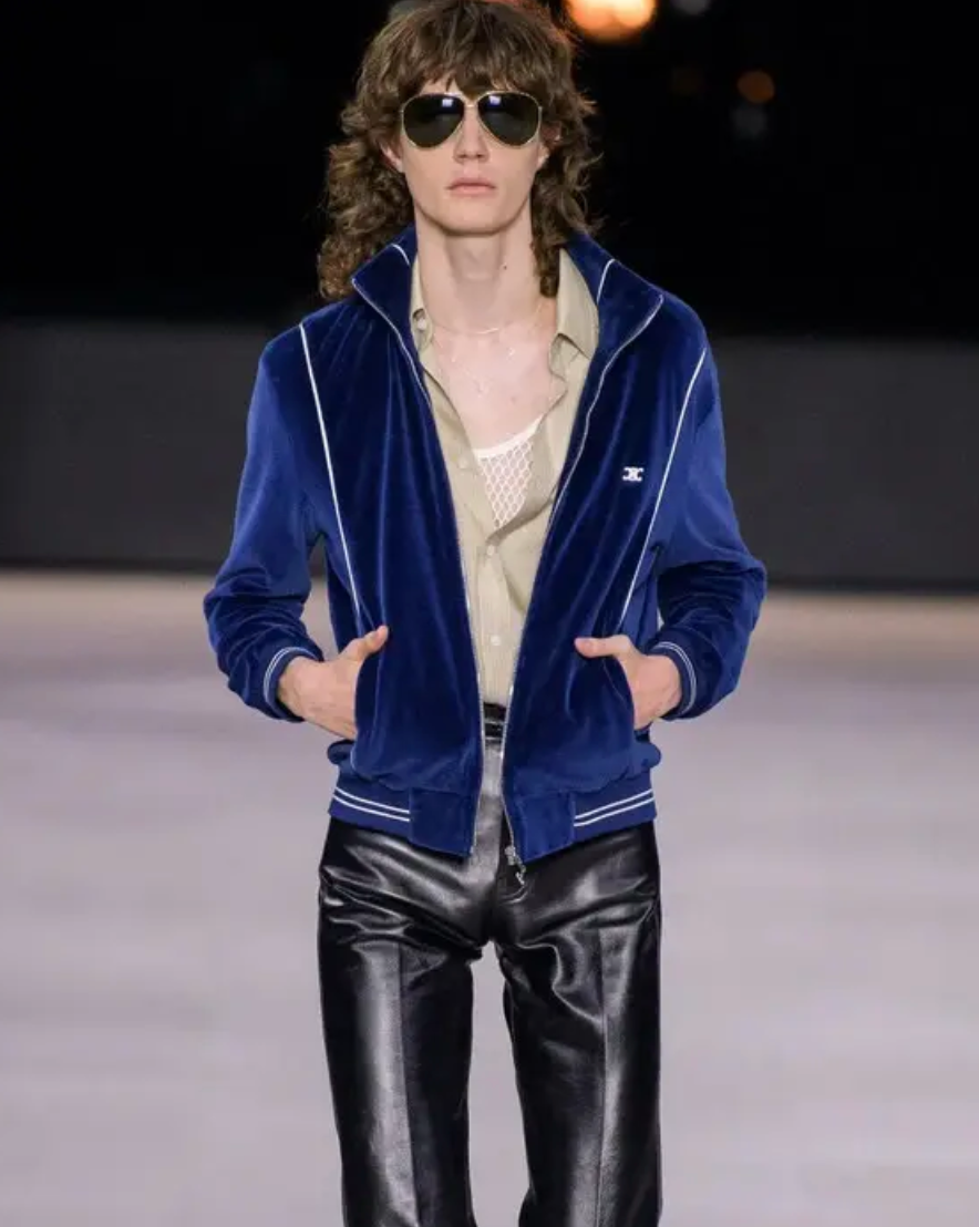 CELINE SS2020 RUNWAY VELOUR TRACK JACKET