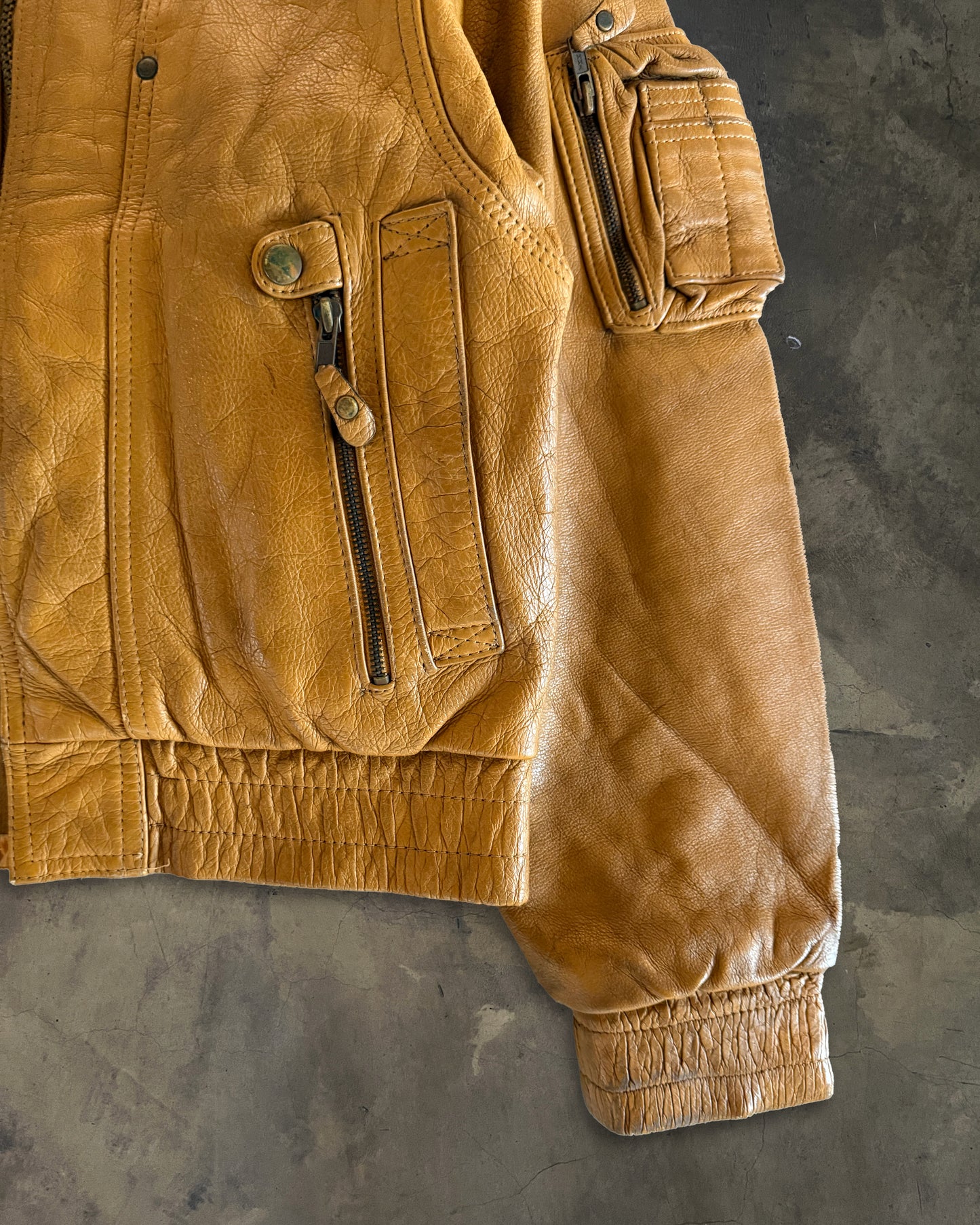 KADOYA TAN BIKER JACKET WITH REMOVABLE LINING