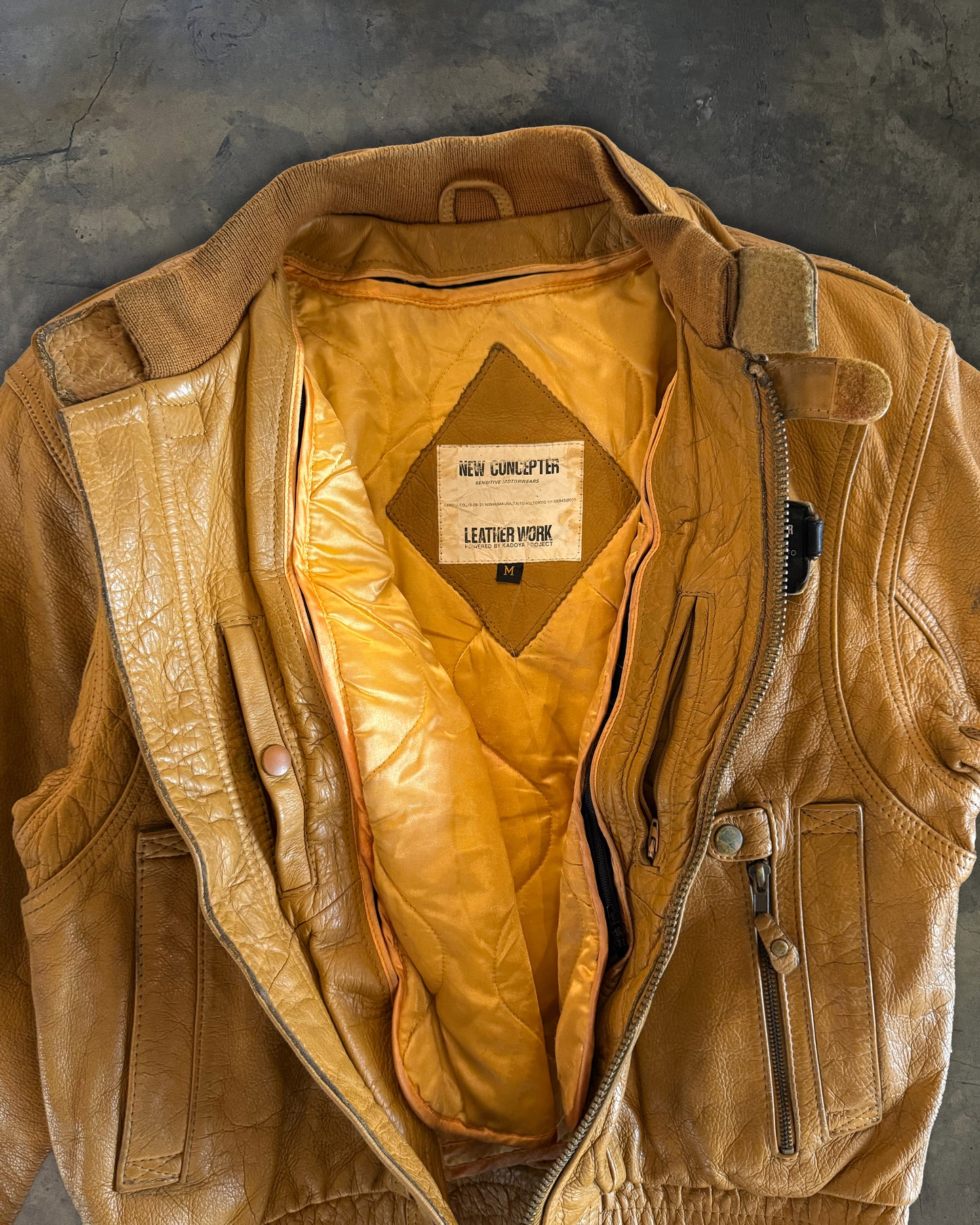 KADOYA TAN BIKER JACKET WITH REMOVABLE LINING
