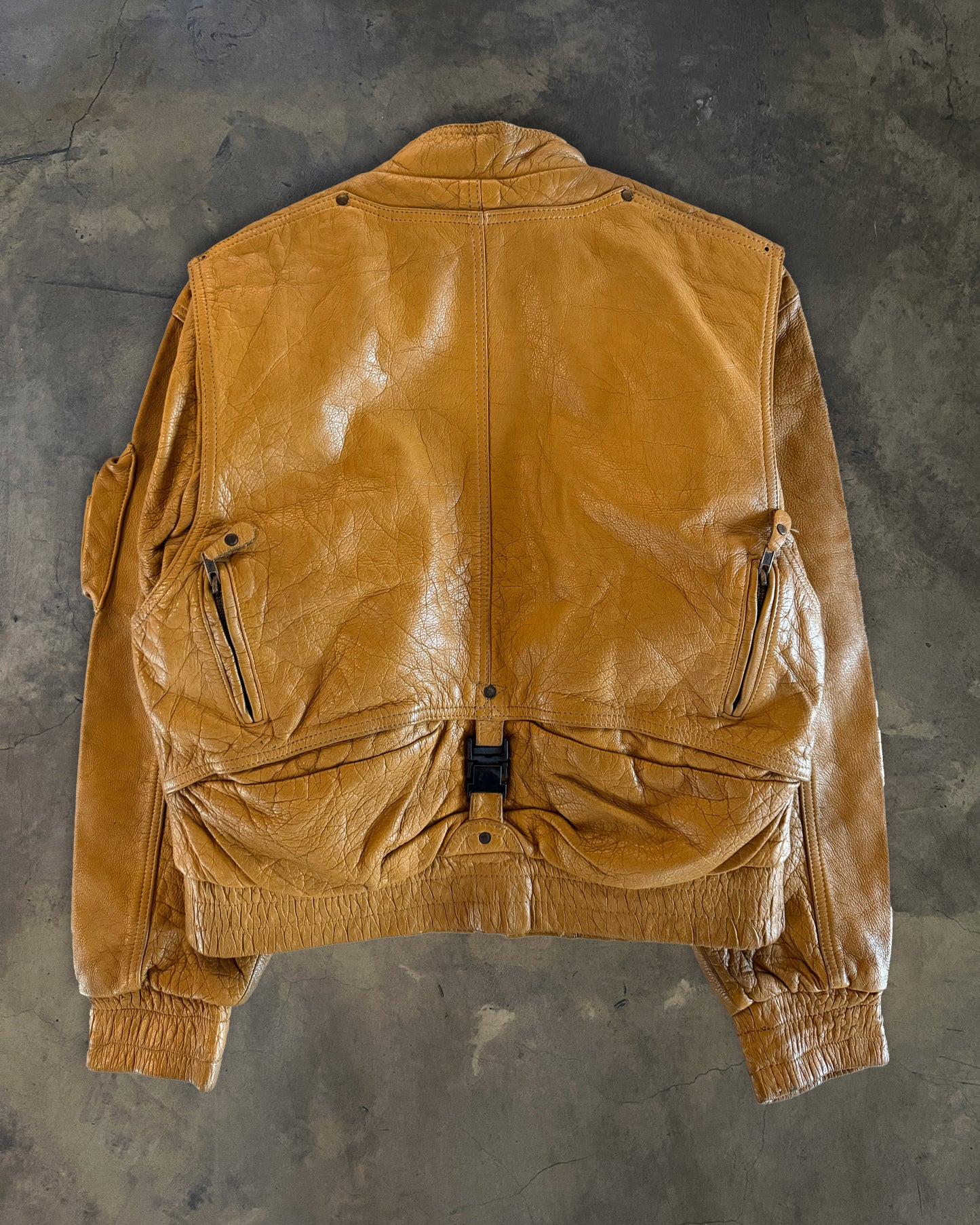 KADOYA TAN BIKER JACKET WITH REMOVABLE LINING