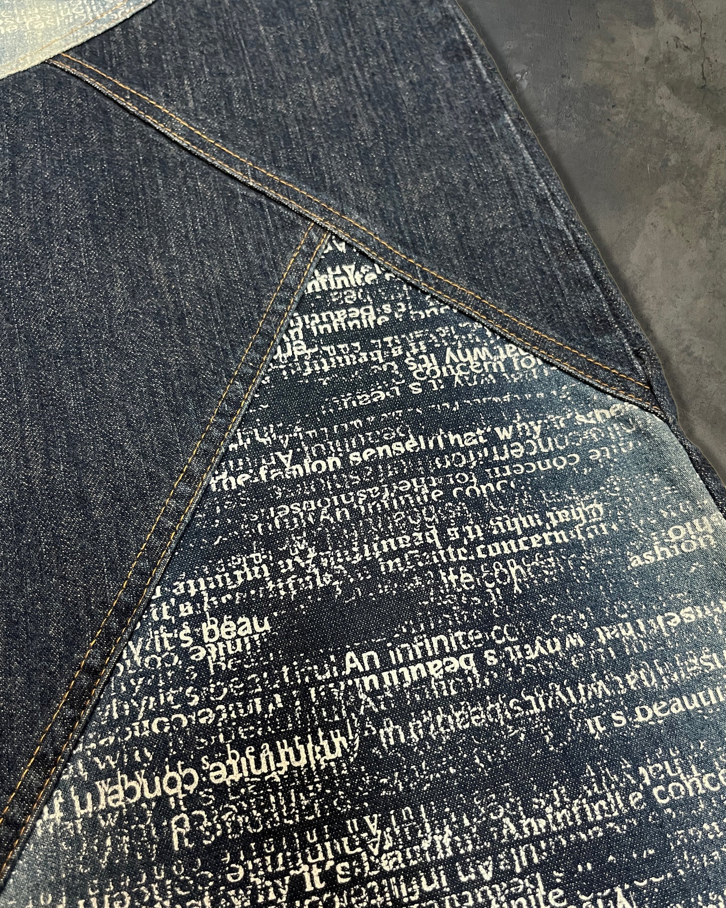 TORNADO MART PANELLED POEM JEANS