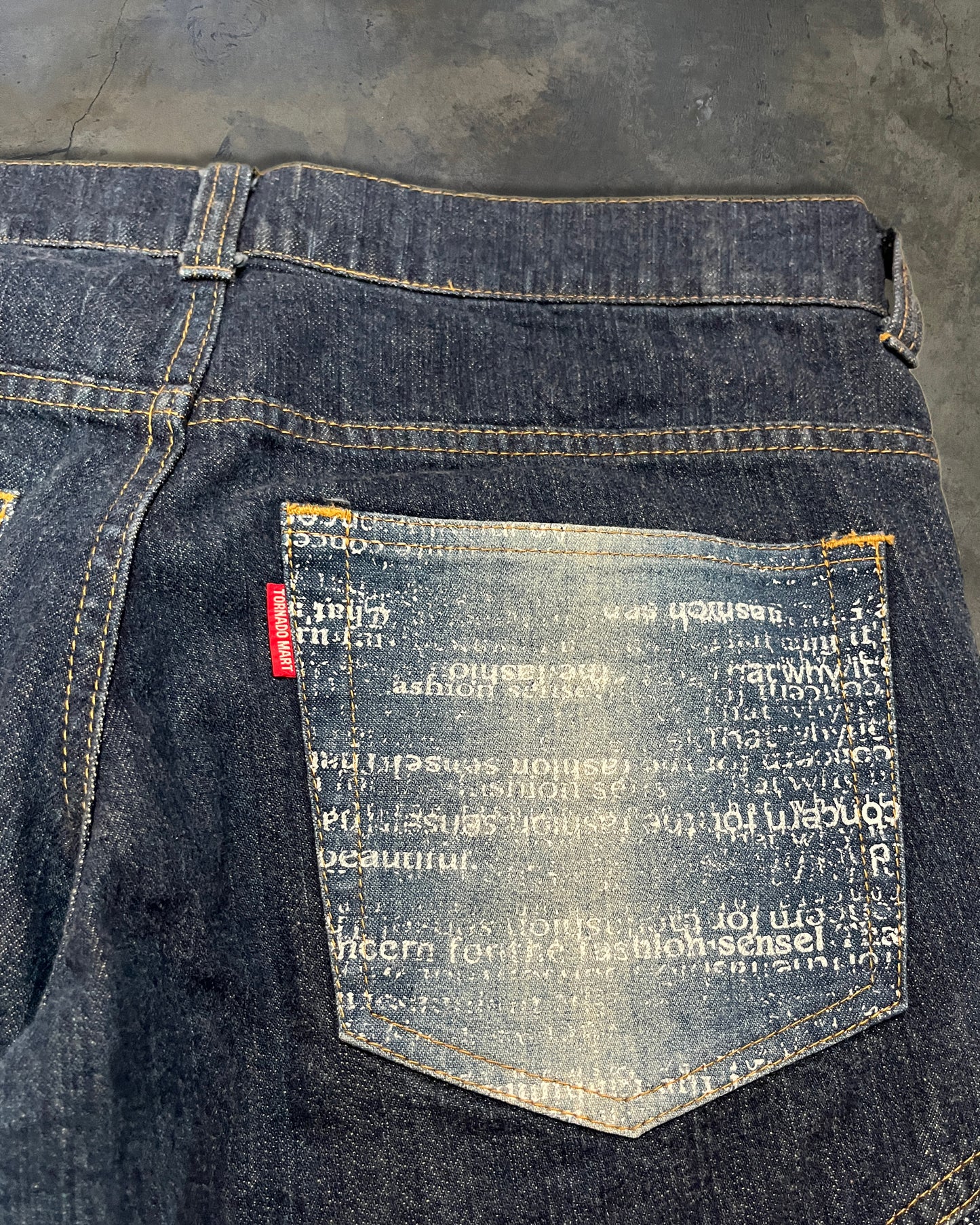 TORNADO MART PANELLED POEM JEANS