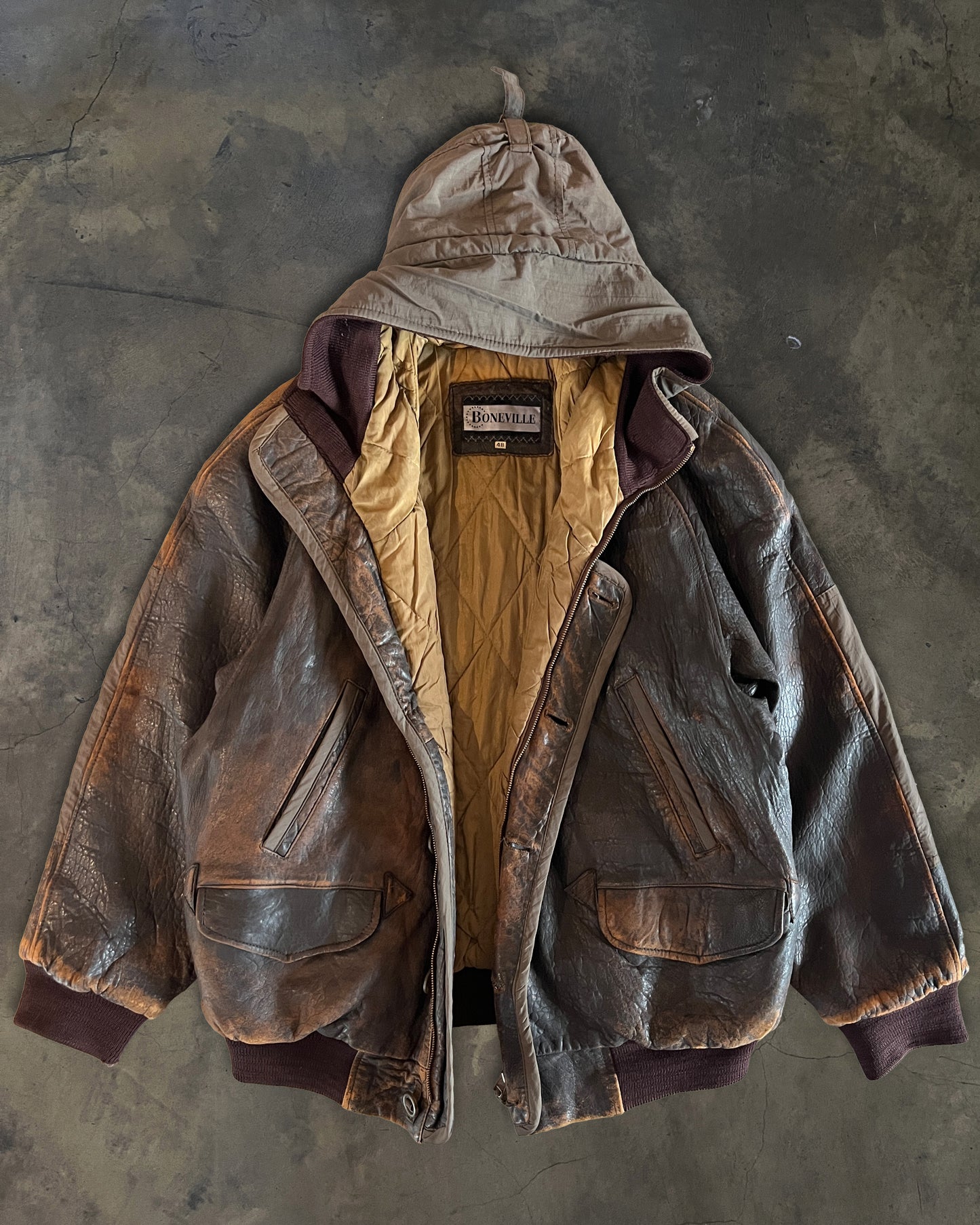 80'S BONEVILLE LEATHER BOMBER BY MASSIMO OSTI
