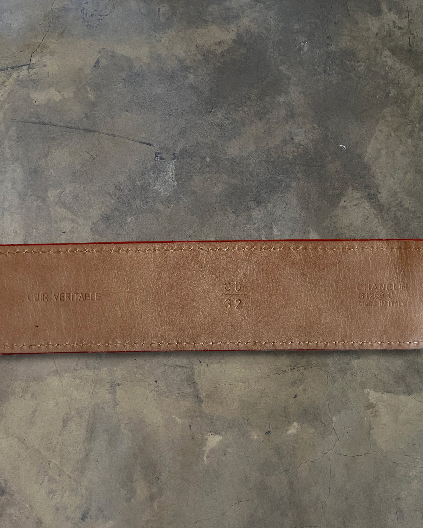 CHANEL PIRU RED QUILTED CC BELT