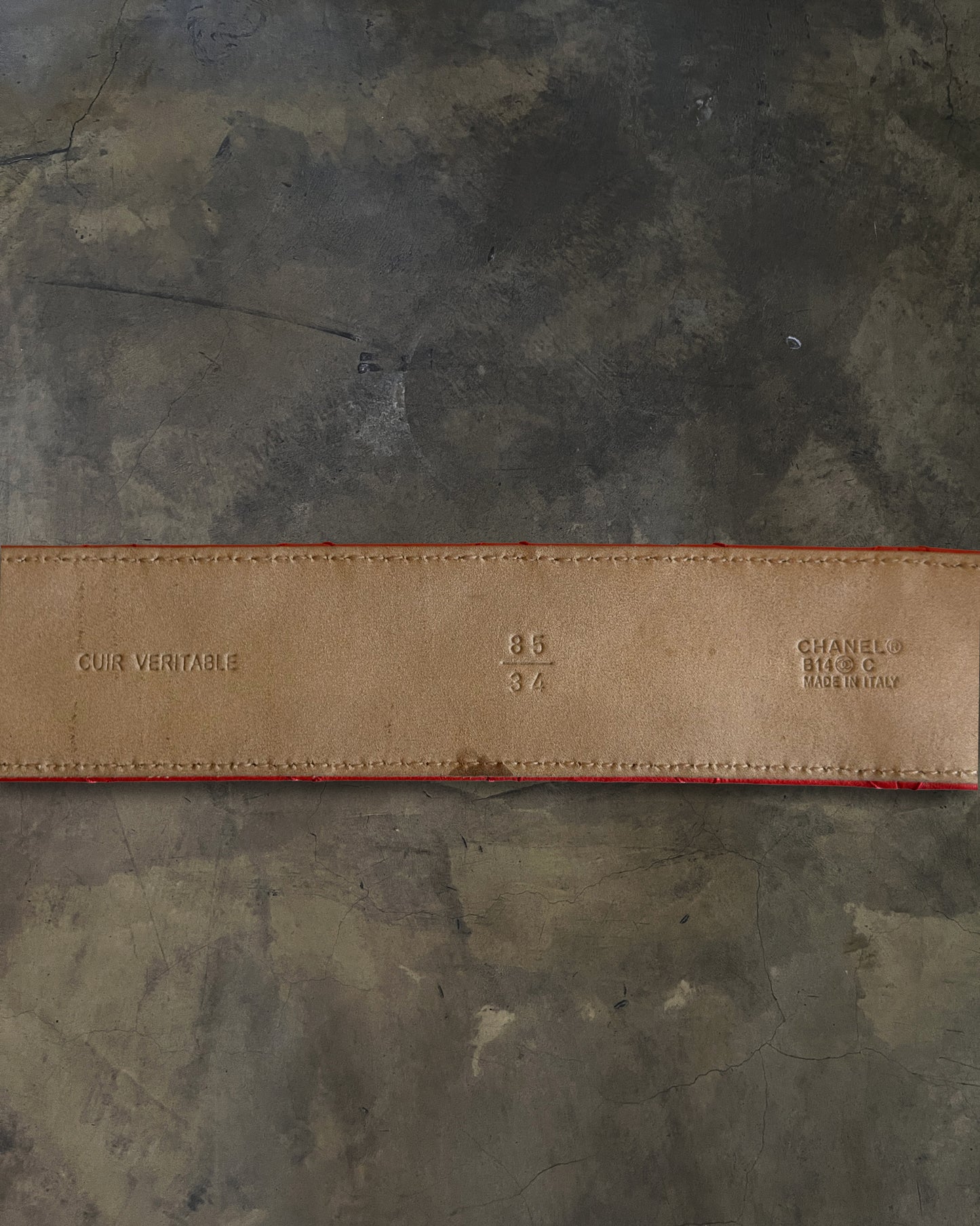 CHANEL 2014 PIRU RED QUILTED CC BELT