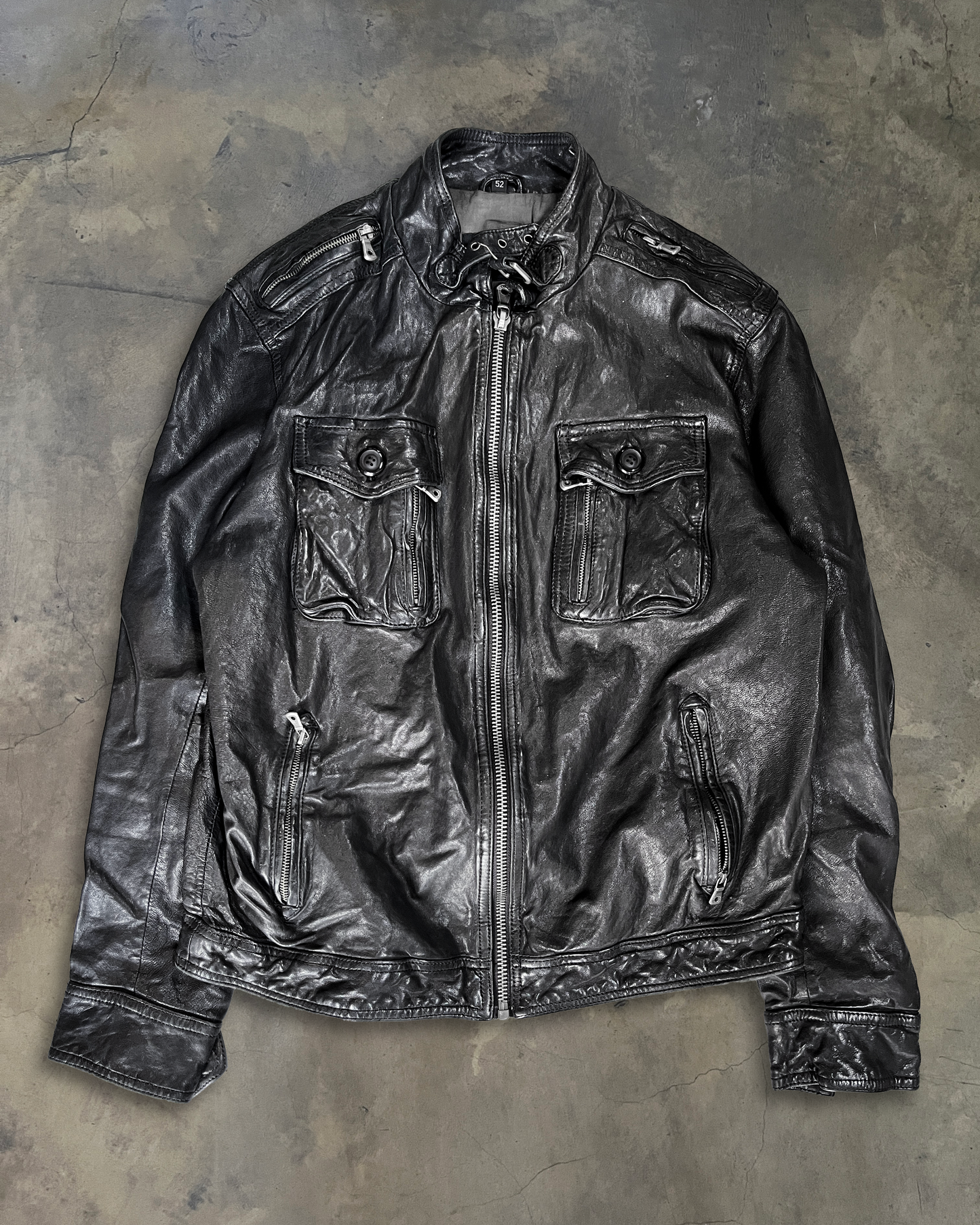 90's DOLCE GABBANA WRINKLED HAMMERED LAMB LEATHER JACKET