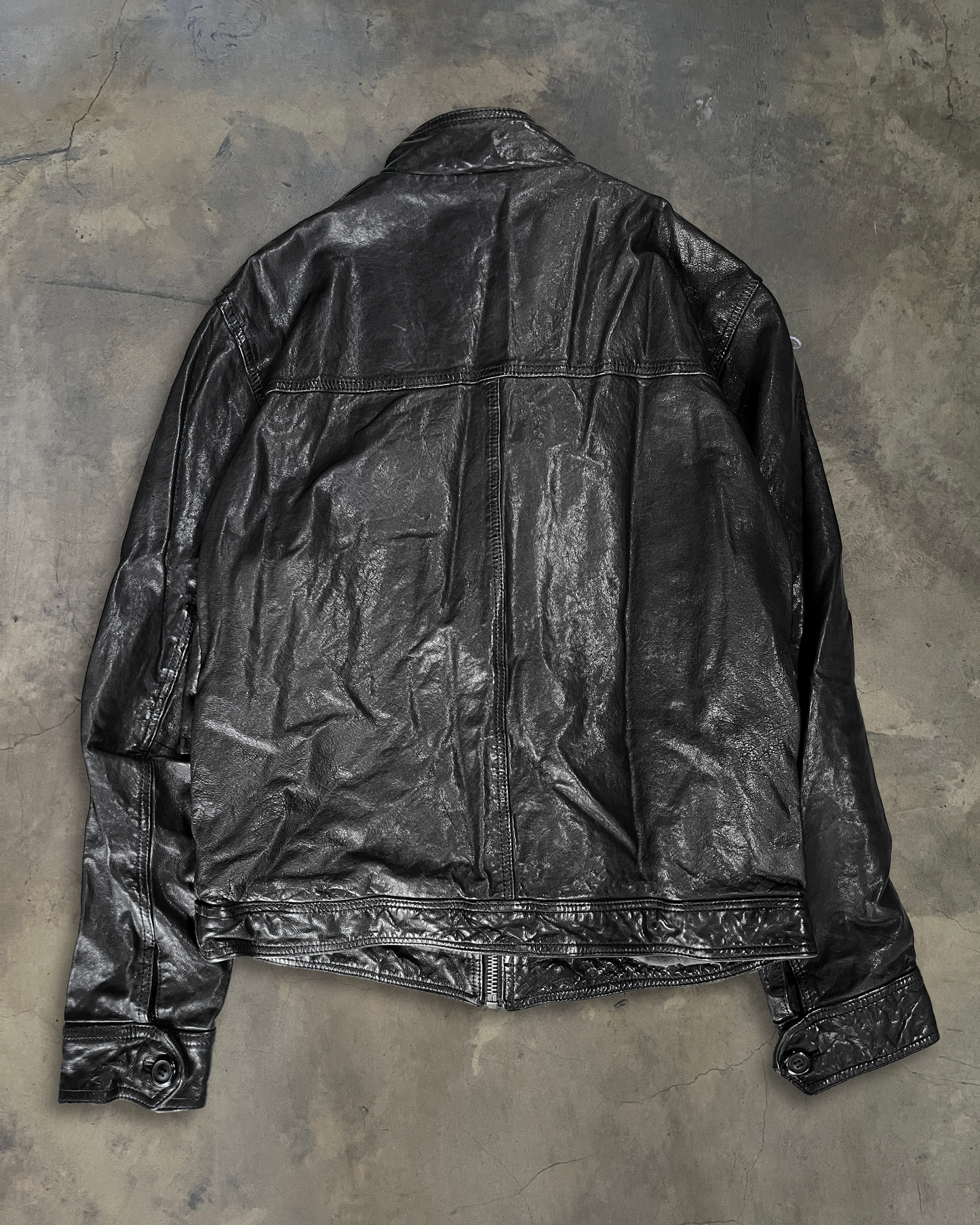 90's DOLCE GABBANA WRINKLED HAMMERED LAMB LEATHER JACKET