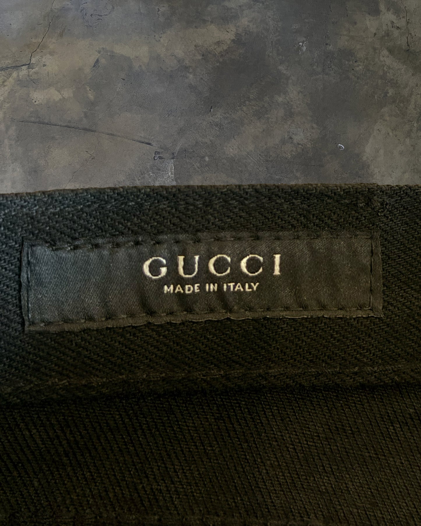 GUCCI AW2025 HORSE BIT EMBELLISHED BLACK DENIM