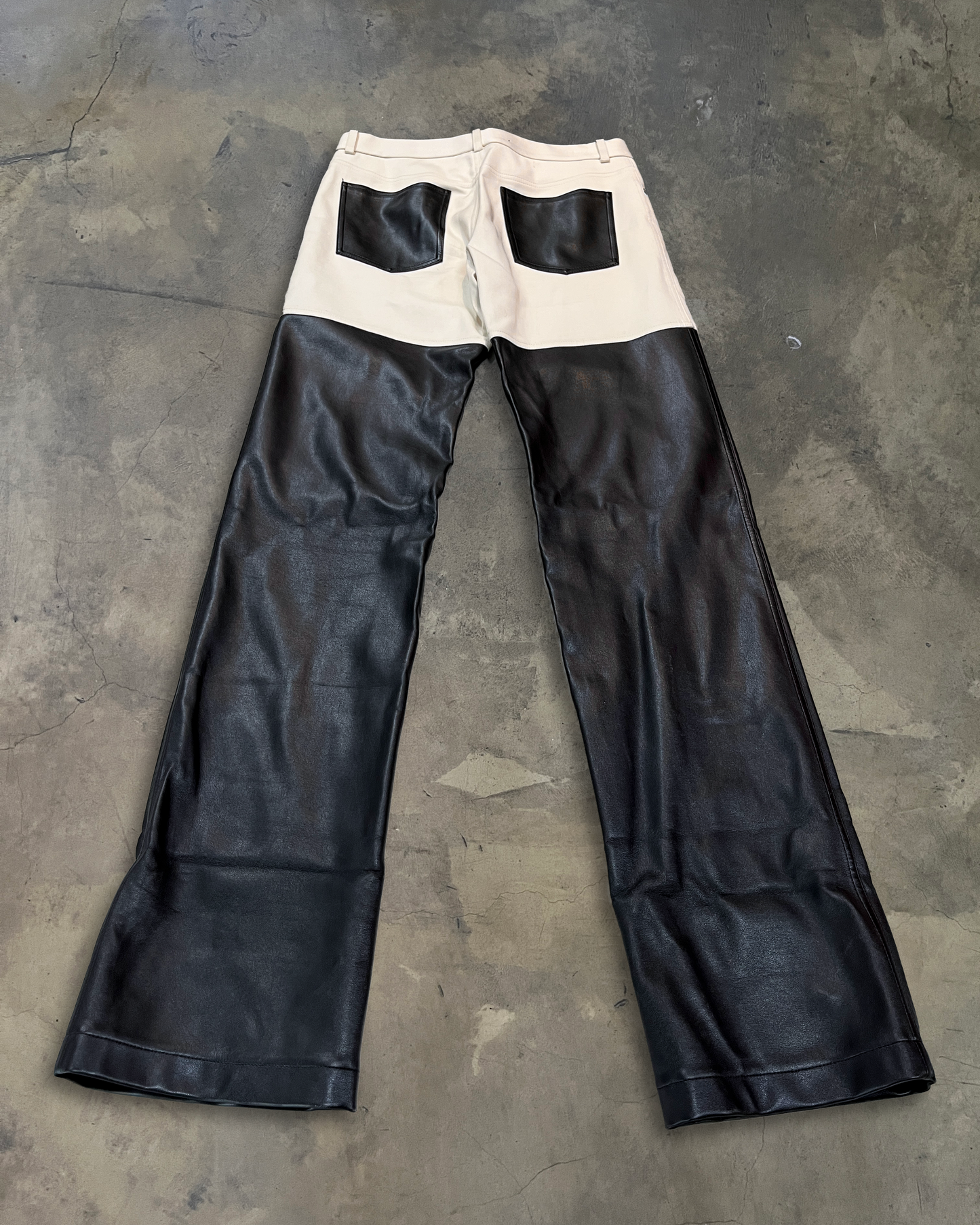 PETER DO PANELED COTTON-TWILL AND FAUX LEATHER STRAIGHT-LEG TROUSERS