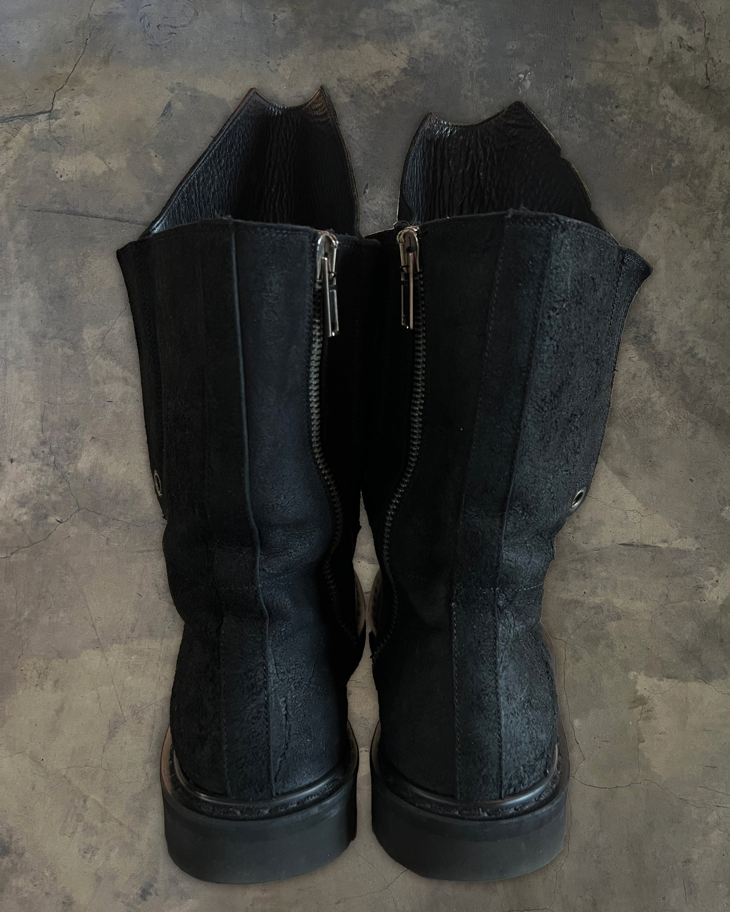 RICK OWENS SS2012 “NASKA” BLISTERED LEATHER RAMONE BOOTS
