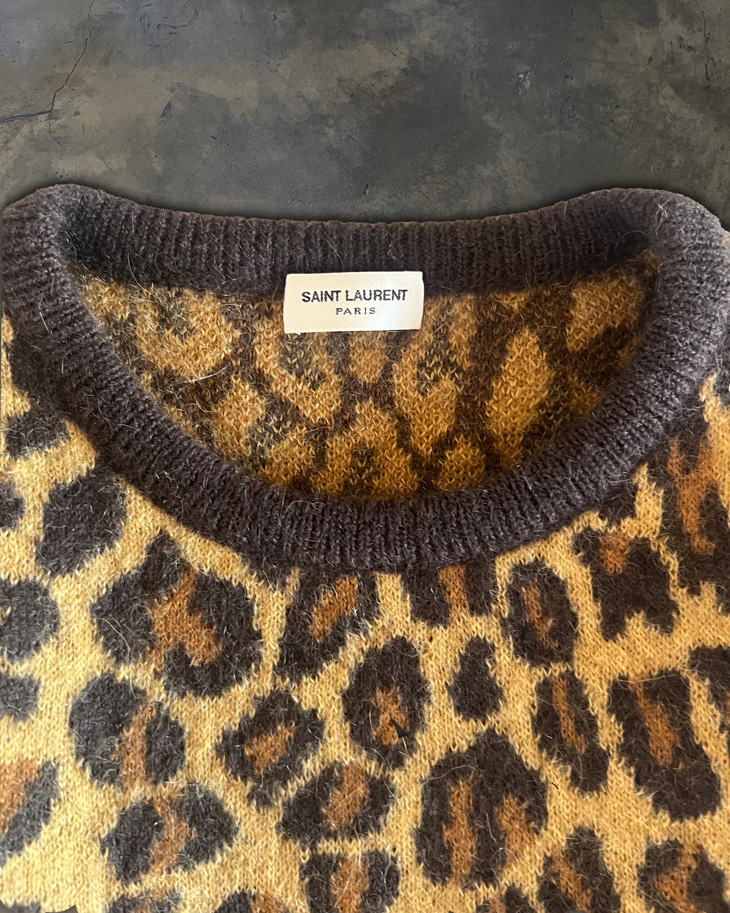 SAINT LAURENT AW2015 RUNWAY LEOPARD MOHAIR BLEND SWEATER