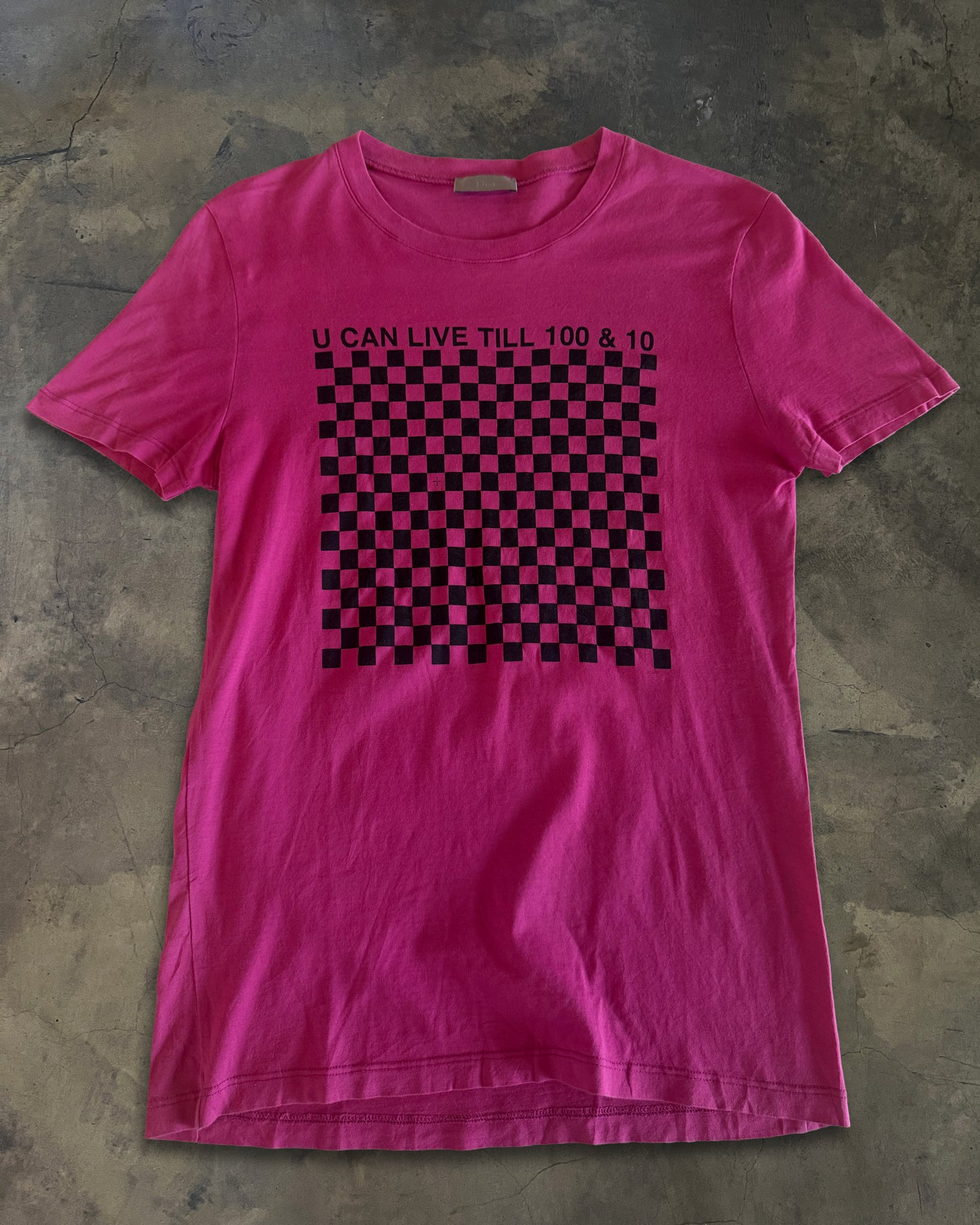 DIOR HOMME SS2006 PINK "U CAN LIVE TILL 100 & 10" TEE