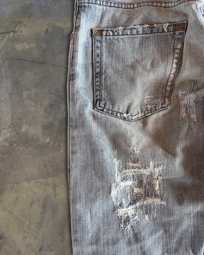 DOLCE & GABBANA LIGHT WASHED THRASHED STRAIGHT LEG DENIM