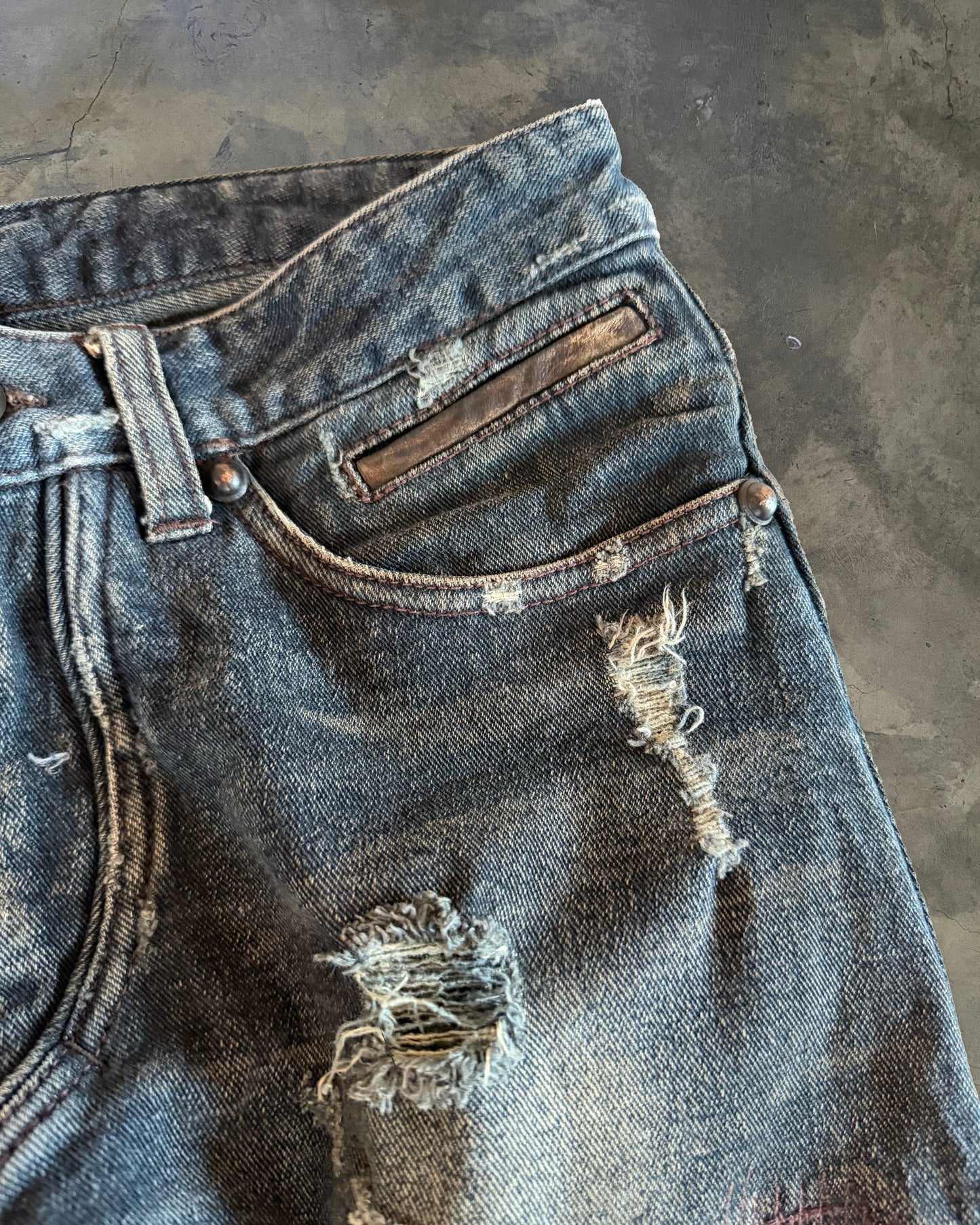 14TH ADDICTION REPAIRED LIZARD/COWHIDE DENIM