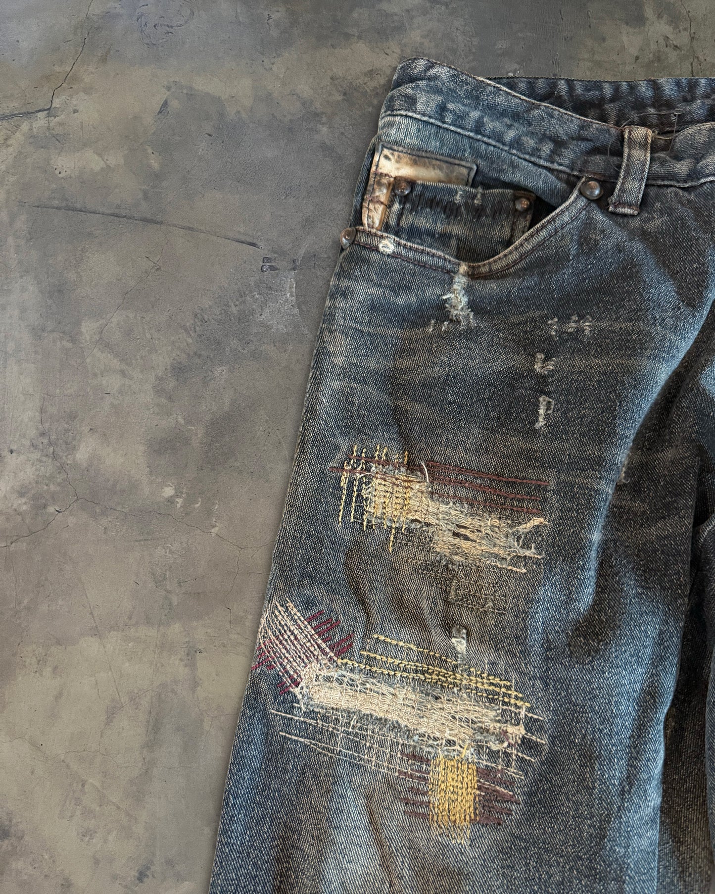 14TH ADDICTION REPAIRED LIZARD/COWHIDE DENIM