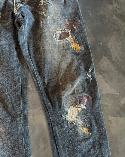 14TH ADDICTION REPAIRED LIZARD/COWHIDE DENIM