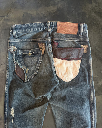 14TH ADDICTION REPAIRED LIZARD/COWHIDE DENIM