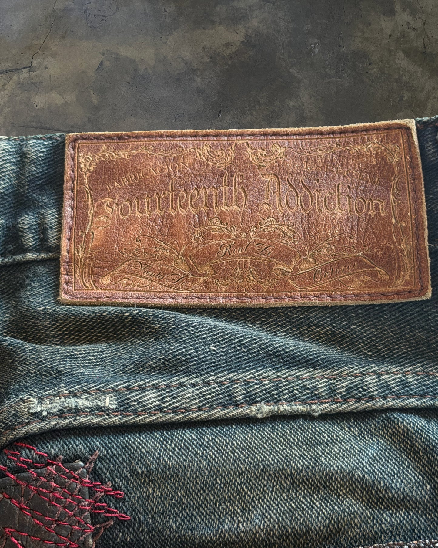 14TH ADDICTION REPAIRED LIZARD/COWHIDE DENIM