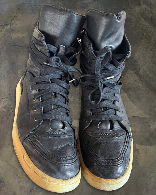 DIET BUTCHER SLIM SKIN BLACK LEATHER HIGH TOPS