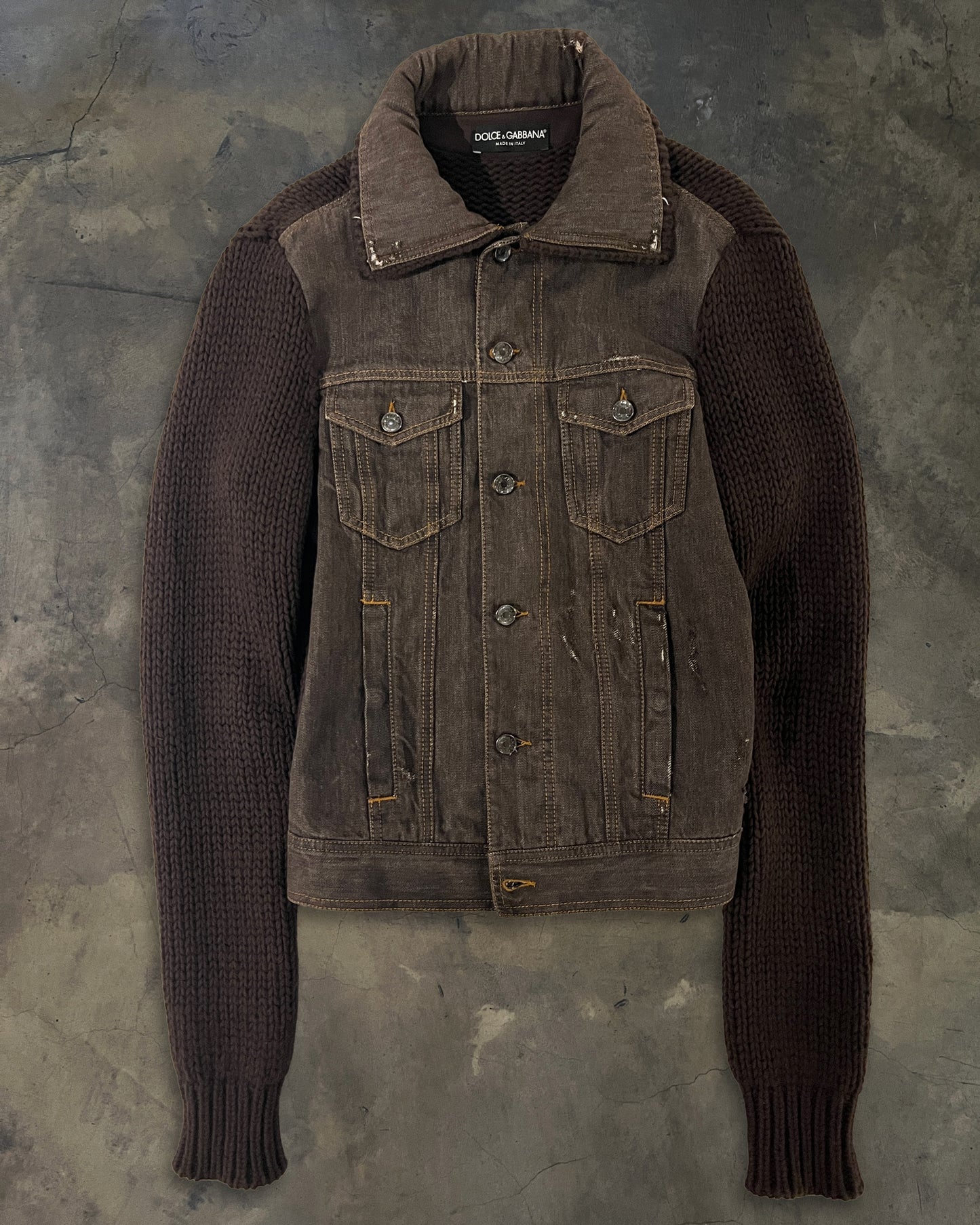 2010's DOLCE & GABBANA DISTRESSED HYBRID DOCKING JACKET
