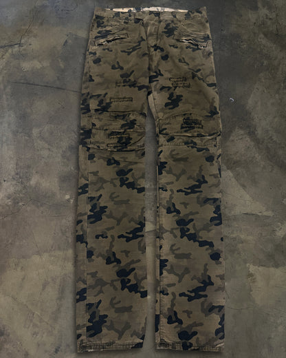 BALMAIN SS2010 DISTRESSED CAMO BIKER DENIM