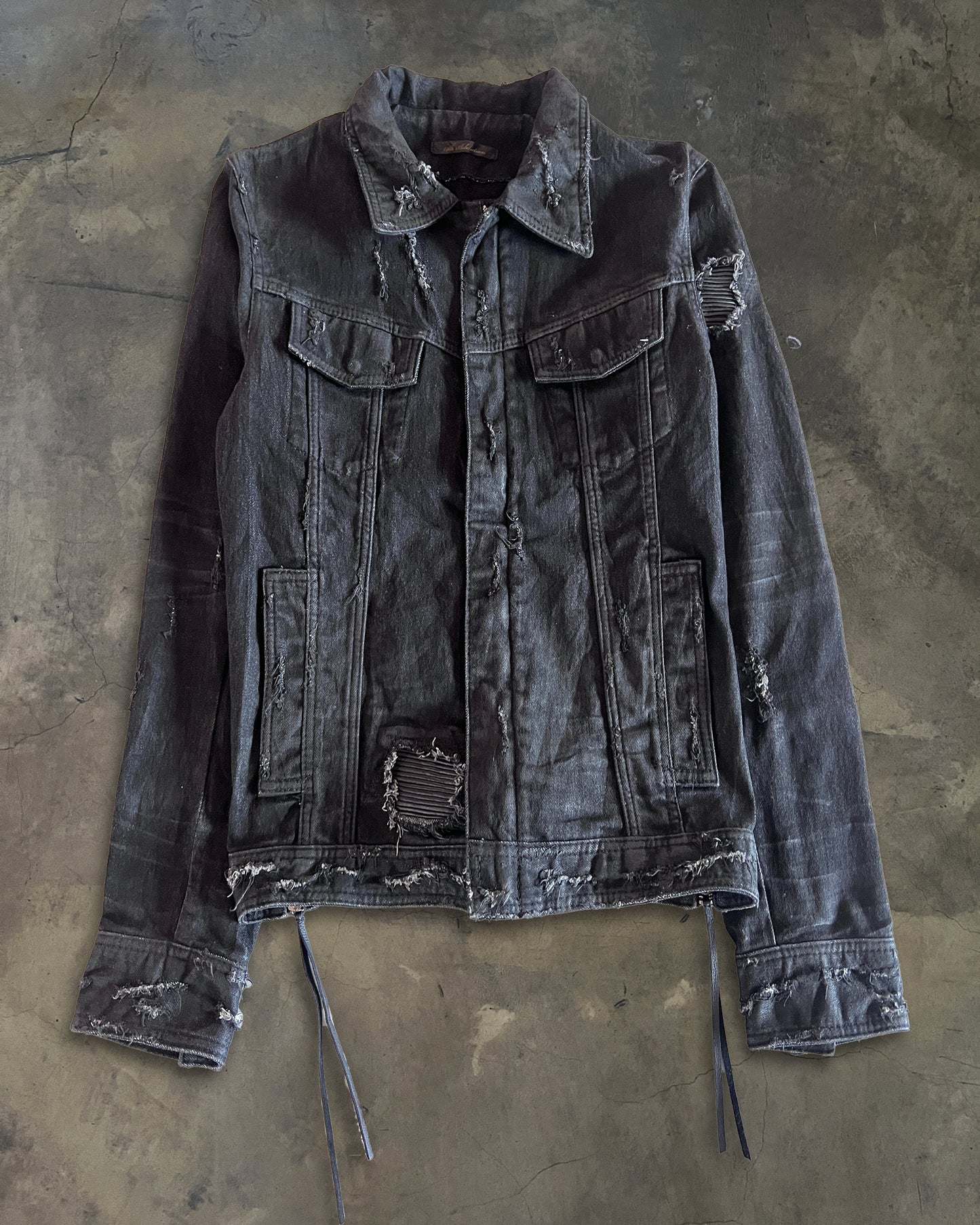 14TH ADDICTION CRASH SHEEP SKIN PATCHED RIDER JACKET