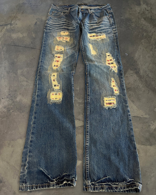 MIDAS DISTRESSED PATCHWORK DENIM