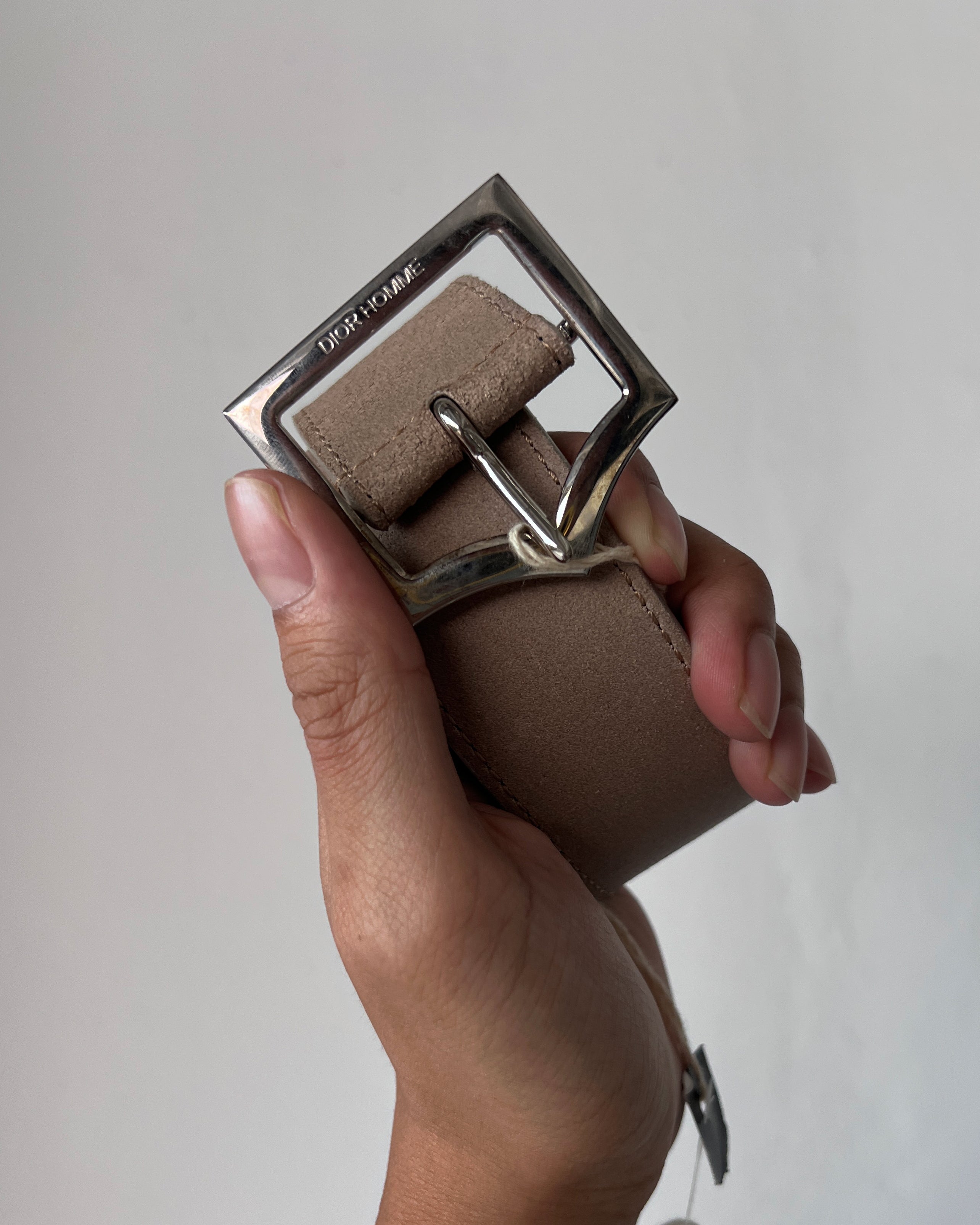 DIOR HOMME SS2005 BROWN SUEDE D-POINT BELT – glam archive