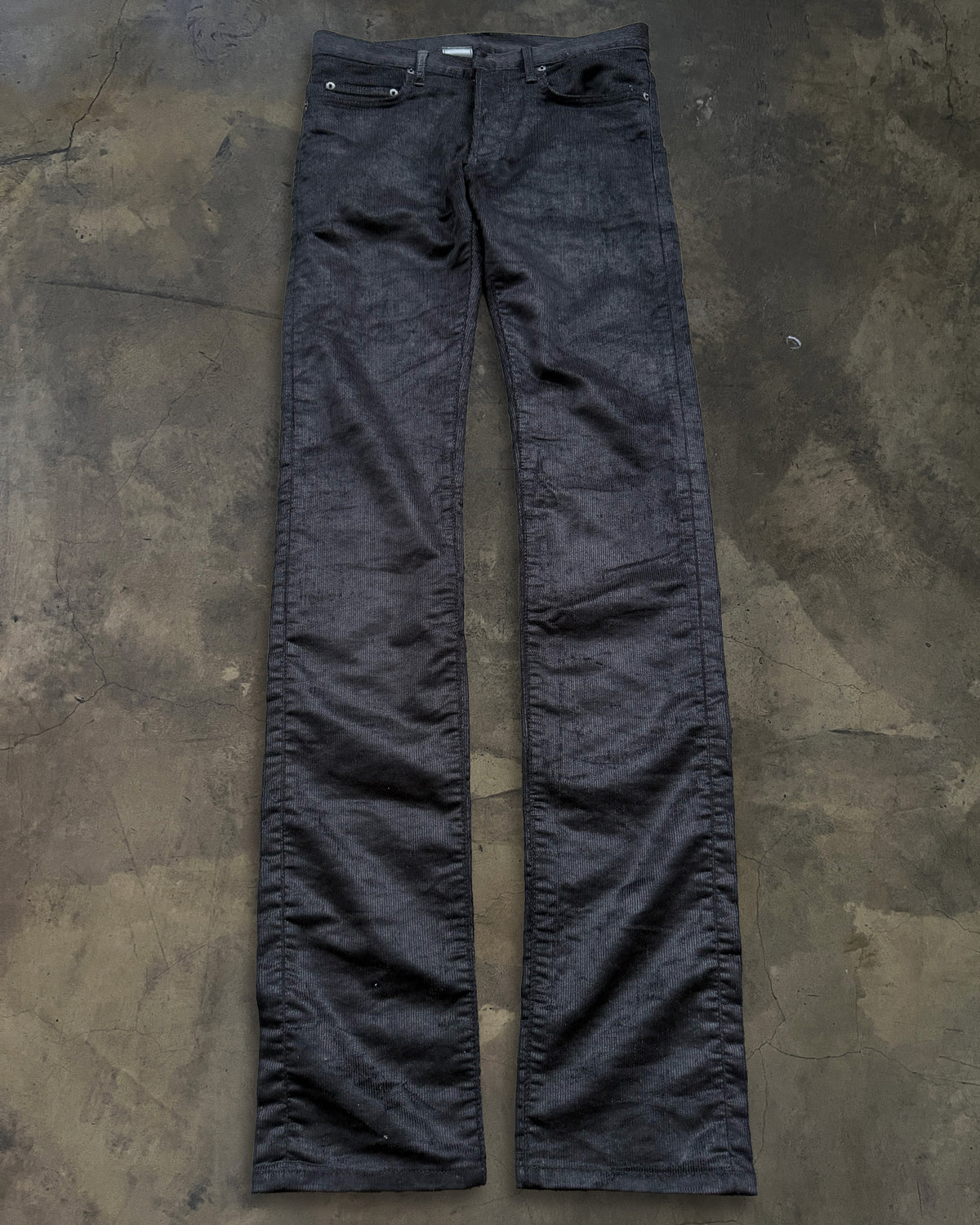 DIOR HOMME AW2007  "NAVIGATE" RUNWAY COATED BLACK CORDUROY
