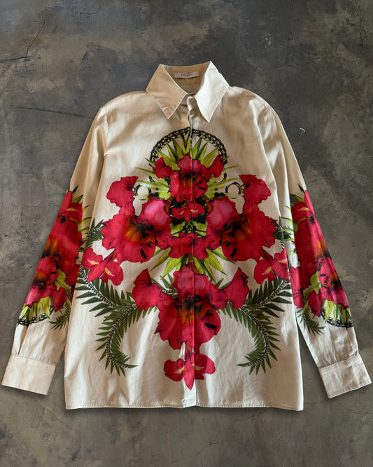 GIVENCHY SS2012 MIRRORED ORCHID BUTTON UP