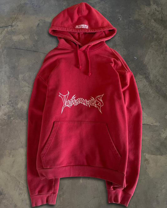 VETEMENTS AW2016 KOREA EXCLUSIVE HEAVY METAL RED HOODIE