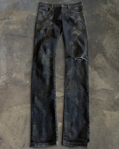 SAINT LAURENT FW2013 RUNWAY OIL STAIN JEANS