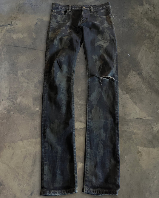 SAINT LAURENT FW2013 RUNWAY OIL STAIN JEANS