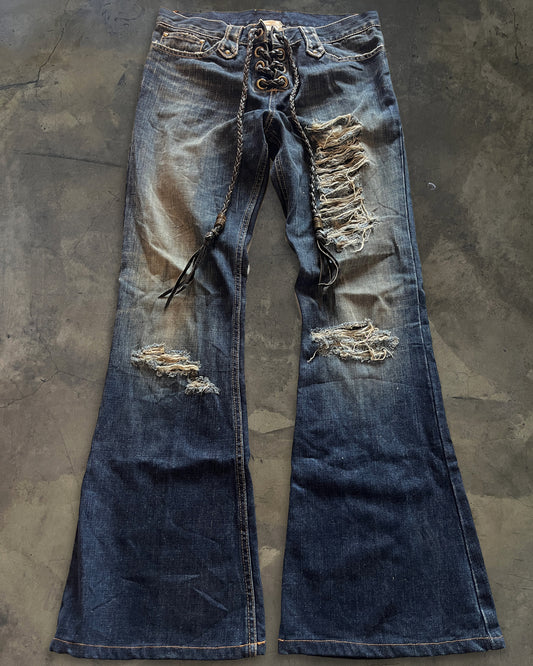 VERONICA GUERILLA FLARE LACE UP DENIM