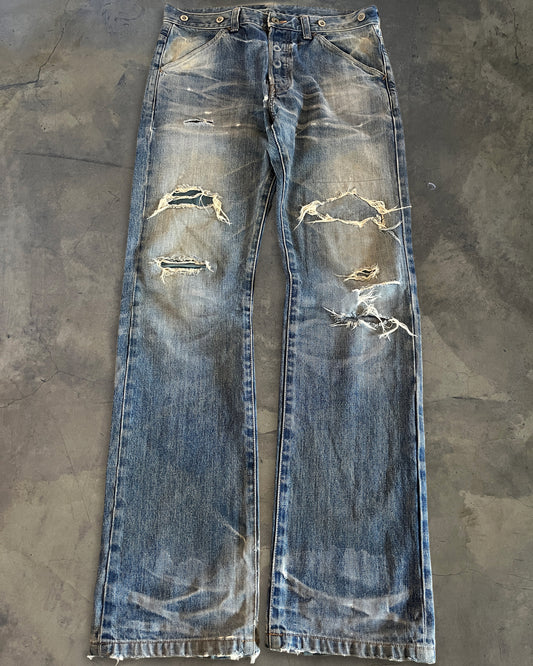 ISAMU KATAYAMA BACKLASH DISTRESSED PATCH REPAIR DENIM