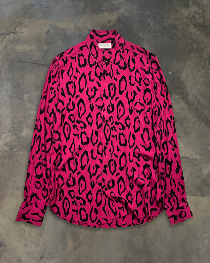 SAINT LAURENT PARIS SS2016 PINK BABYCAT BUTTON UP