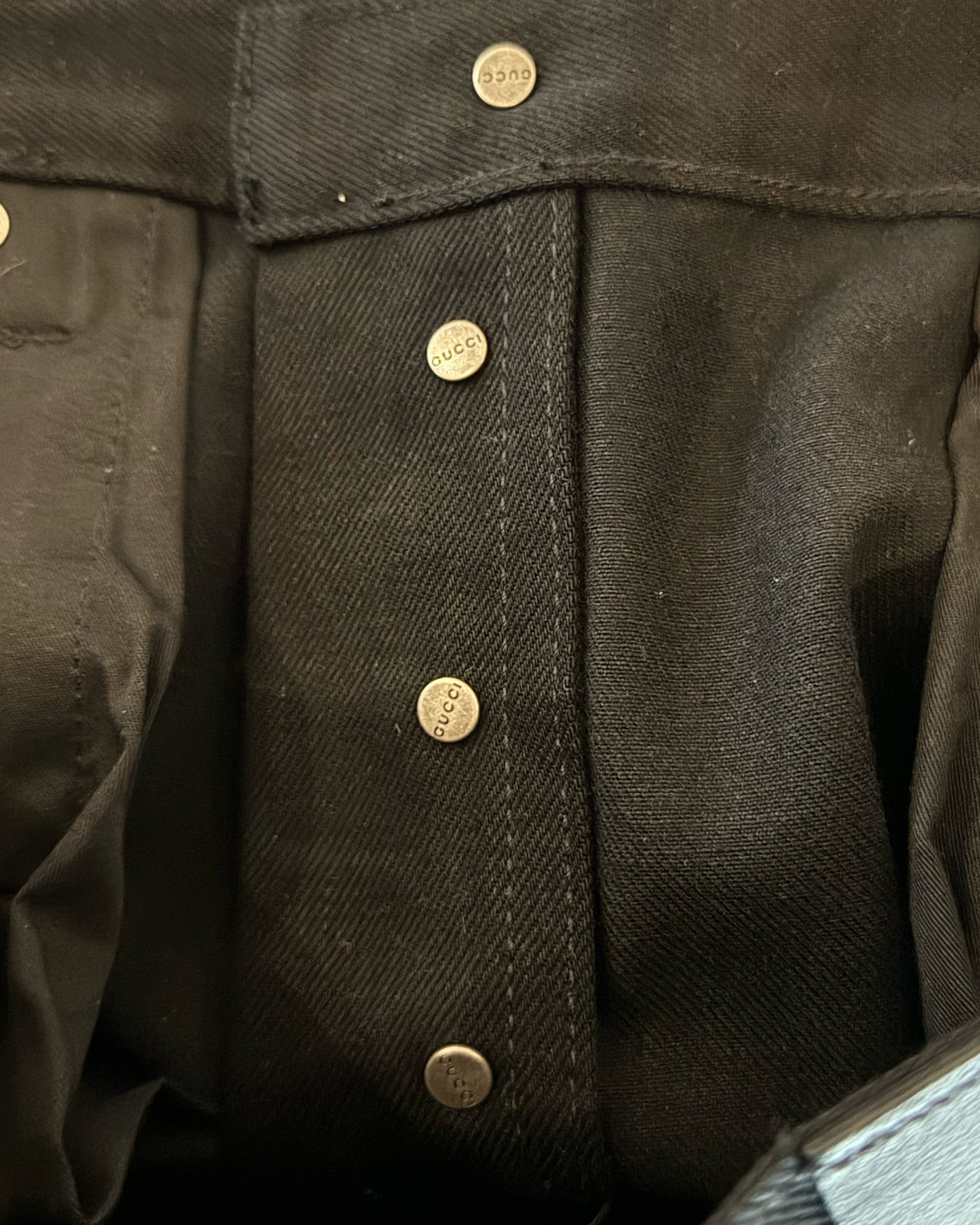GUCCI AW2025 HORSE BIT EMBELLISHED BLACK DENIM