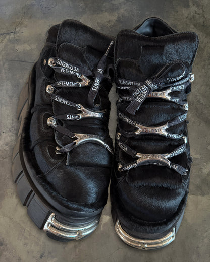 VETEMENTS X NEW ROCK PONY HAIR BOOTS