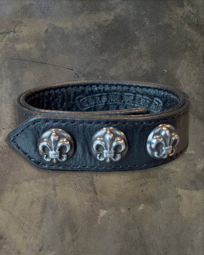 CHROME HEARTS FLEUR 3 BUTTON LEATHER BRACELET