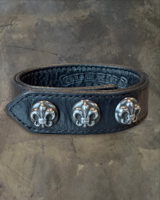 CHROME HEARTS FLEUR 3 BUTTON LEATHER BRACELET