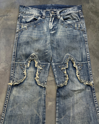 TORNADO MART STUDDED SWORD FLARED JEANS