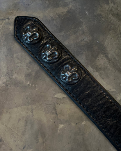 CHROME HEARTS FLEUR 3 BUTTON LEATHER BRACELET